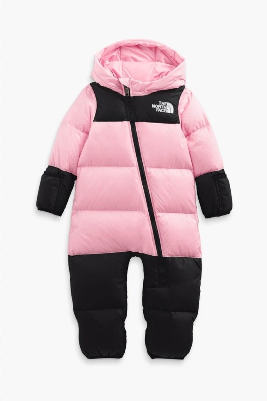 The north Face  baby 1996 Retro Nuptse one-piece  primarose/TNF black 18-24